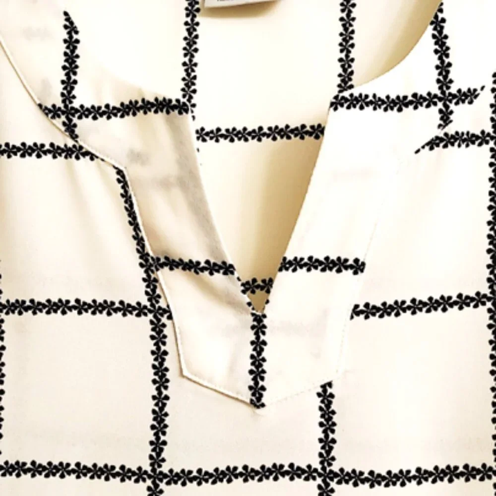 Van Heusen Women's Short Sleeve Plaid Blouse, Ivory, Medium - Picture 4 of 9